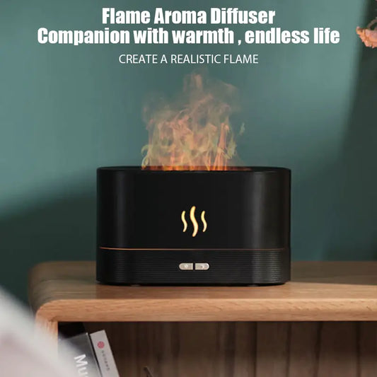 Aroma Diffuser LED Ultrasonic Flame Humidifier Bedroom Fragrance Flame Diffuser Essential Oil Diffuser