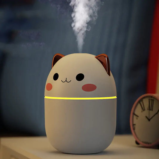 Cute Cat Aroma Diffuser Essential Oils Diffuser Mini Car Air Humidifier Portable Aroma Diffuser Air Purifier With Night Light